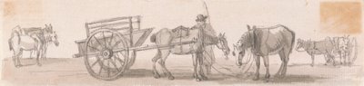 馬が付いている二輪チップカート 作： Paul Sandby